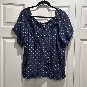 Navy Polka Dot Women's Top